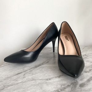 Black leather heels